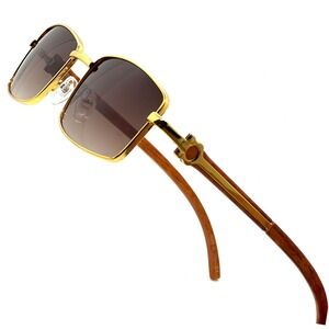 Men Sunglasses Fashion Square Gold Frame Brown Lens Hip Hop‎ Street Wear Classic